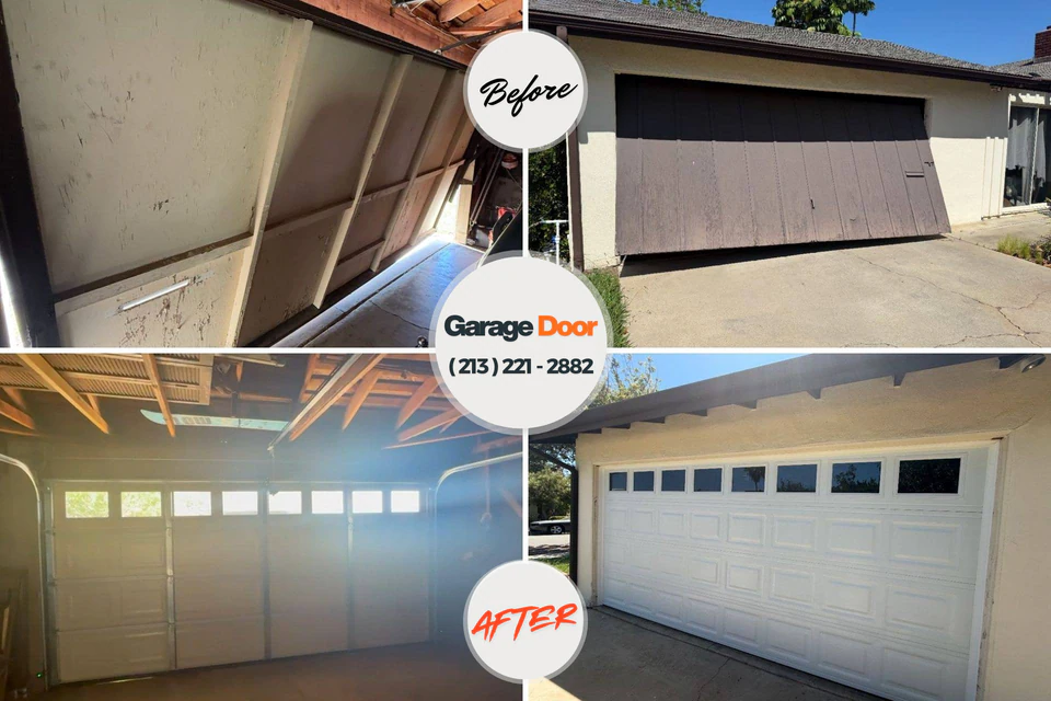 Before and after: garage door repair Moose Lake, MN